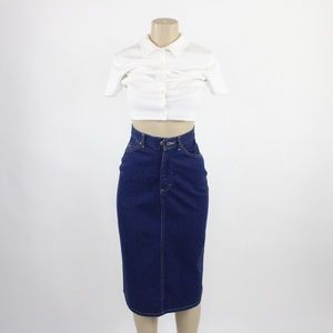 Vintage 80s Lee long navy blue denim jean skirt